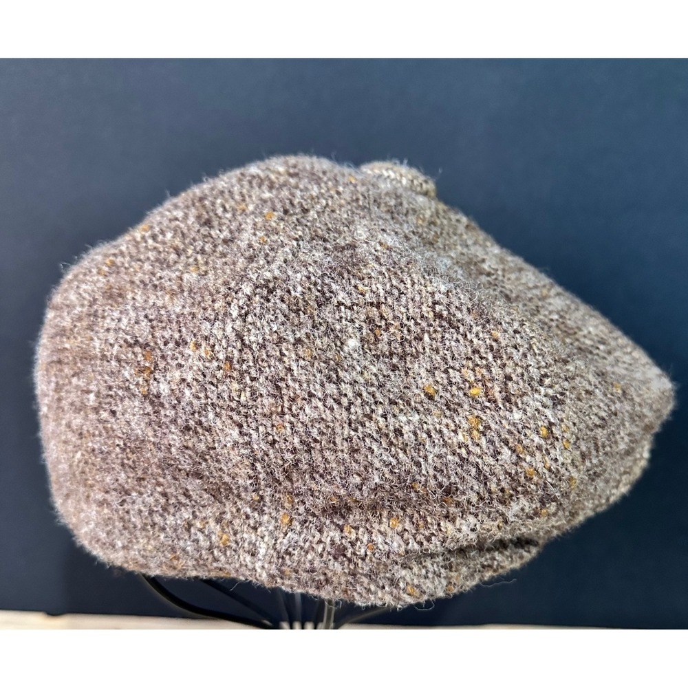 Broner Newsboy Cap Tweed Wool Blend Flat Hat Mens Medium Brown Excellent